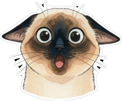 Вредный Сиамский Кот в Акварели