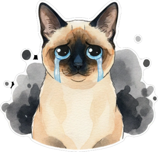 Вредный Сиамский Кот в Акварели