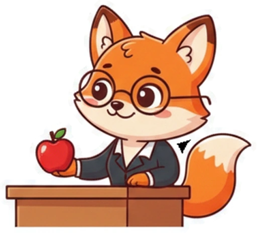 Стикер 4 🍎 из набора «Школьный Лис»
